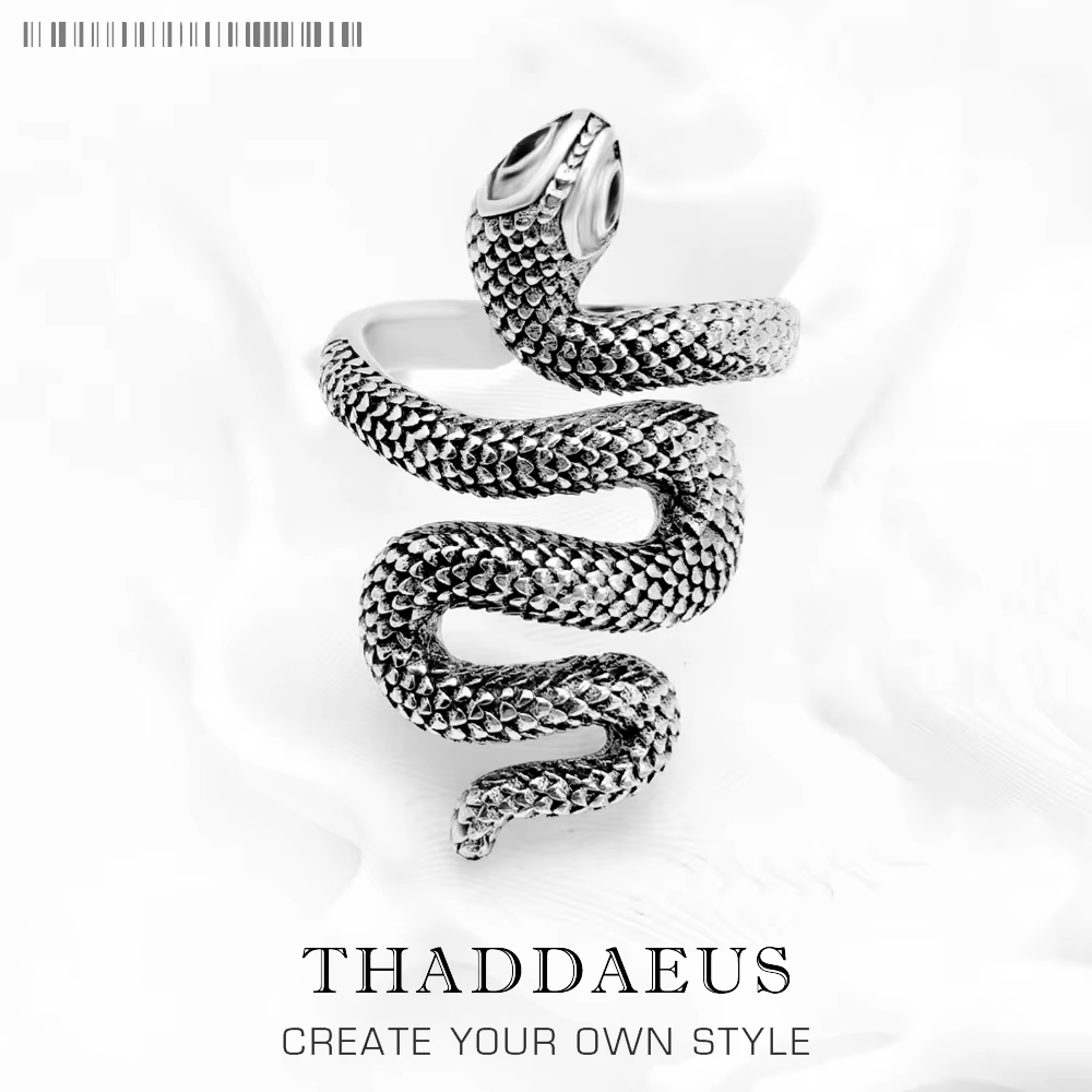Bague serpent noirci, bijoux fins Glam de Style européen pour femmes, cadeau en argent Sterling 925
