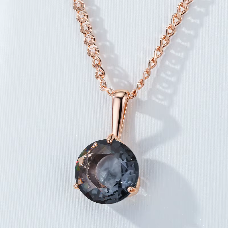 Wbmqda – grand pendentif et collier en pierre grise pour femmes, couleur or Rose 585, accessoires bi