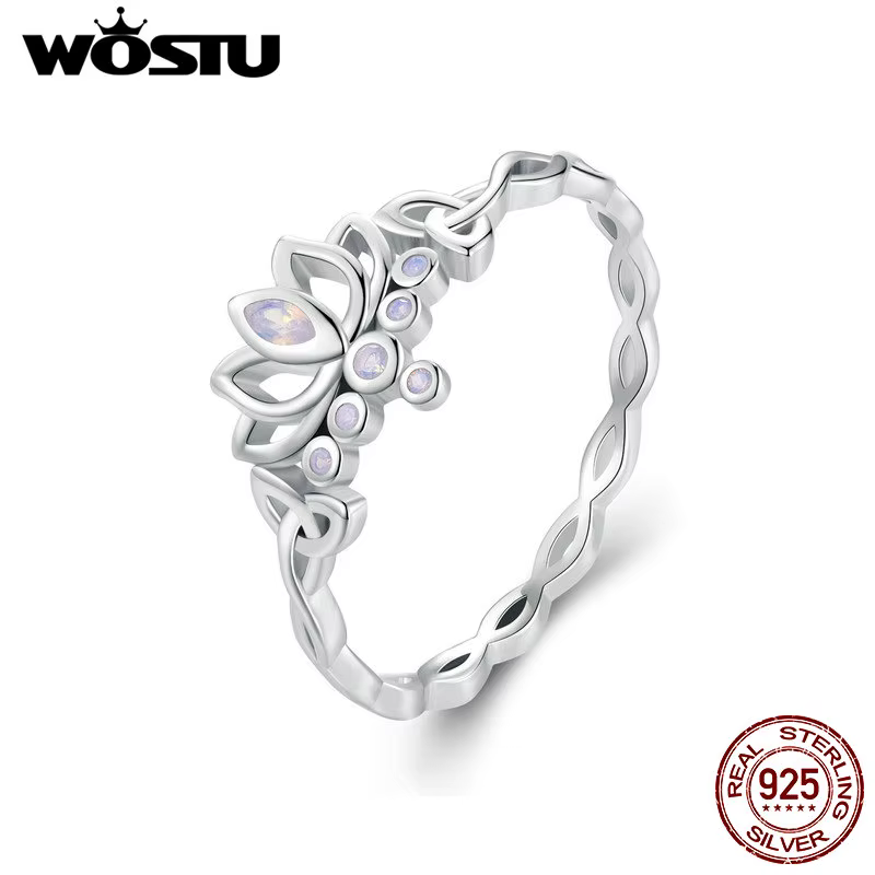 WOSTU-Bague Annie originale en argent regardé 925 avec opale rose pour femme, bijoux fins, fête de m