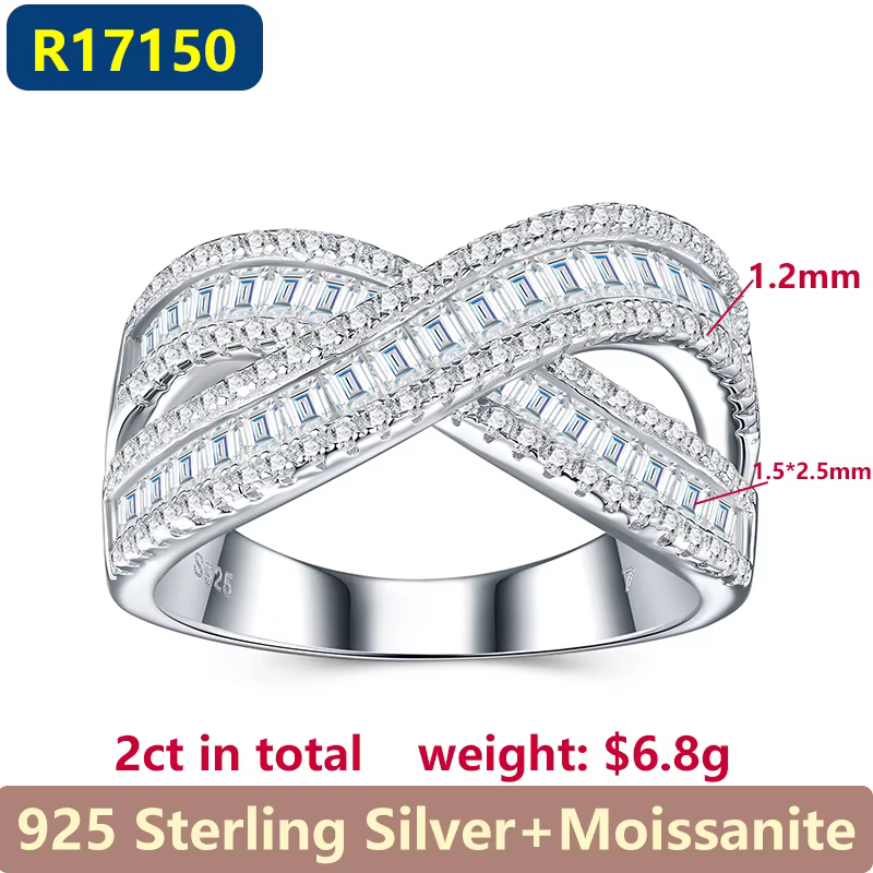 Bagues de luxe en moissanite pour femmes, en argent sterling S925, bijoux fins, plaqué or blanc, bag