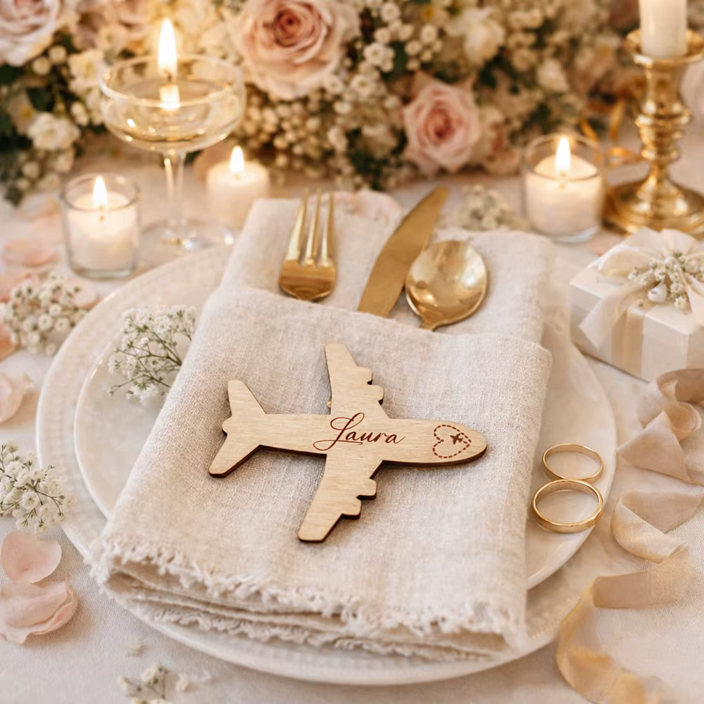 Marqueurs de place personnalisés pour mariage, marqueurs de siège d'avion personnalisés, étiquettes 