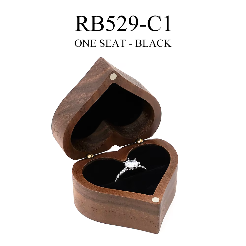 Boîte à bijoux en bois en forme de cœur, coffret cadeau pour bijoux proposés, présentoir de mariage,