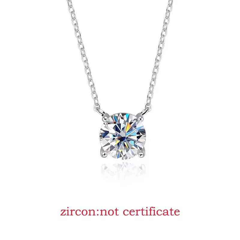 Smyoue – collier Moissanite plaqué or blanc 1-10CT pour femmes, pendentif classique à quatre griffes