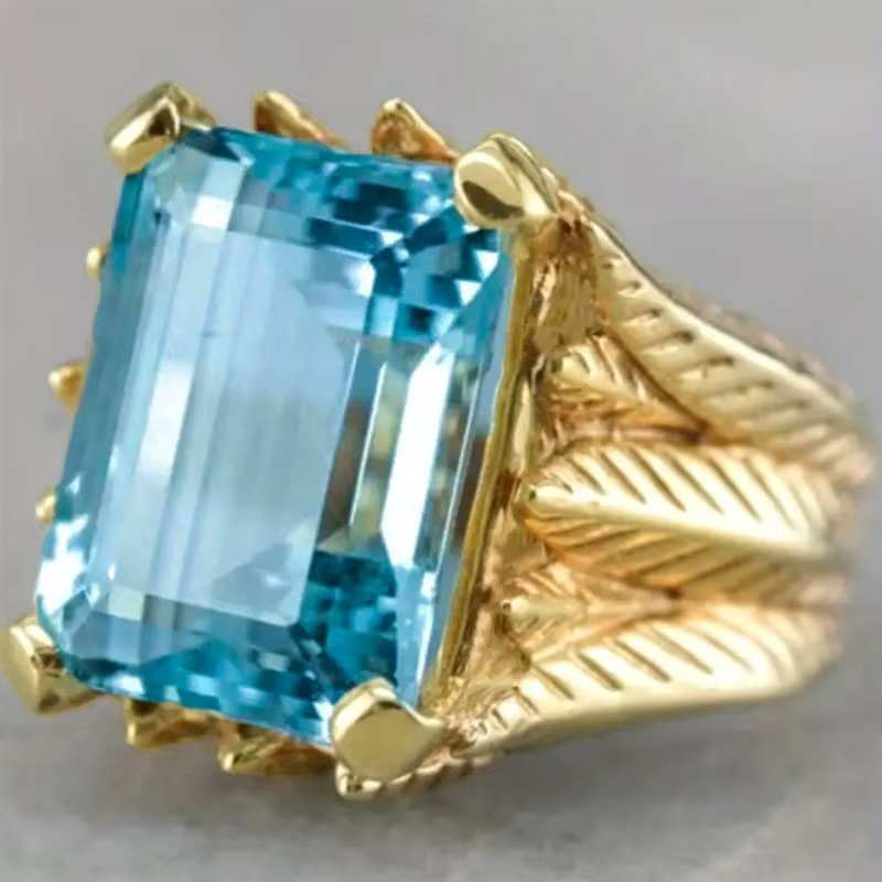 Huitan Hyperbole – bague en zircone cubique bleue pour femmes, bijoux pour fête d'anniversaire, cade