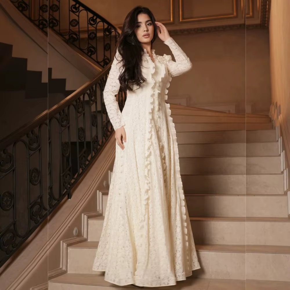 Robe de soirée élégante personnalisée pour mariage, col en V, coupe trapèze, plissée, longue, de hau