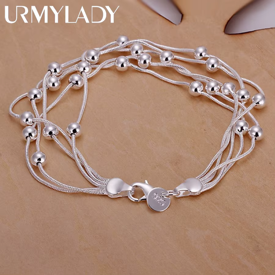 Vente chaude mode beau produit 925 bijoux en argent Sterling chaîne perles Bracelets pour dame migno