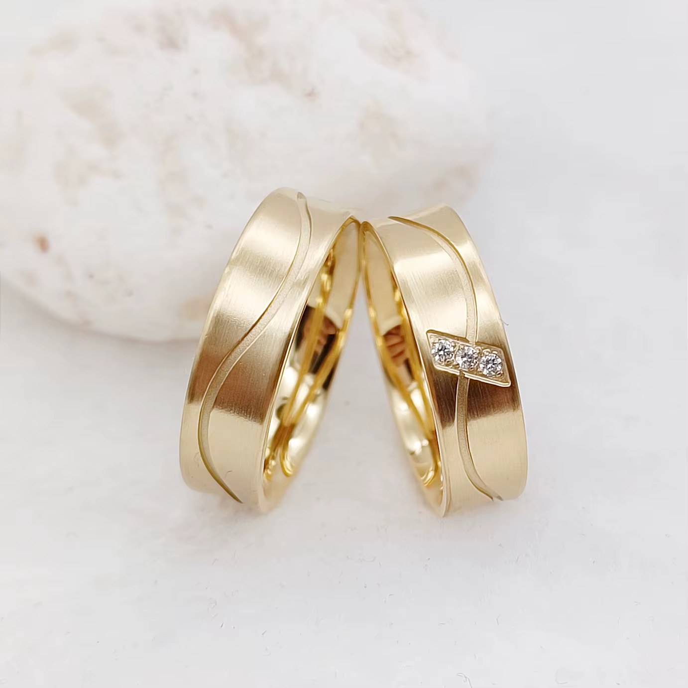 Love Alliances – ensemble de bagues de mariage pour Couples, bijoux plaqués or deux tons 14 carats, 