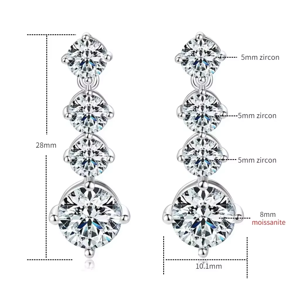 M-JAJA Moissanite boucles d'oreilles pour femmes diamant pendentif boucle d'oreille 925 en argent St