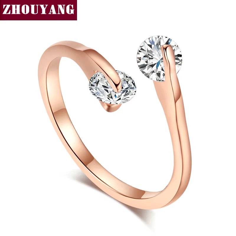 ZHOUYANG – bague de fiançailles pour femmes, classique, élégant, double, cubique, zircone, couleur o
