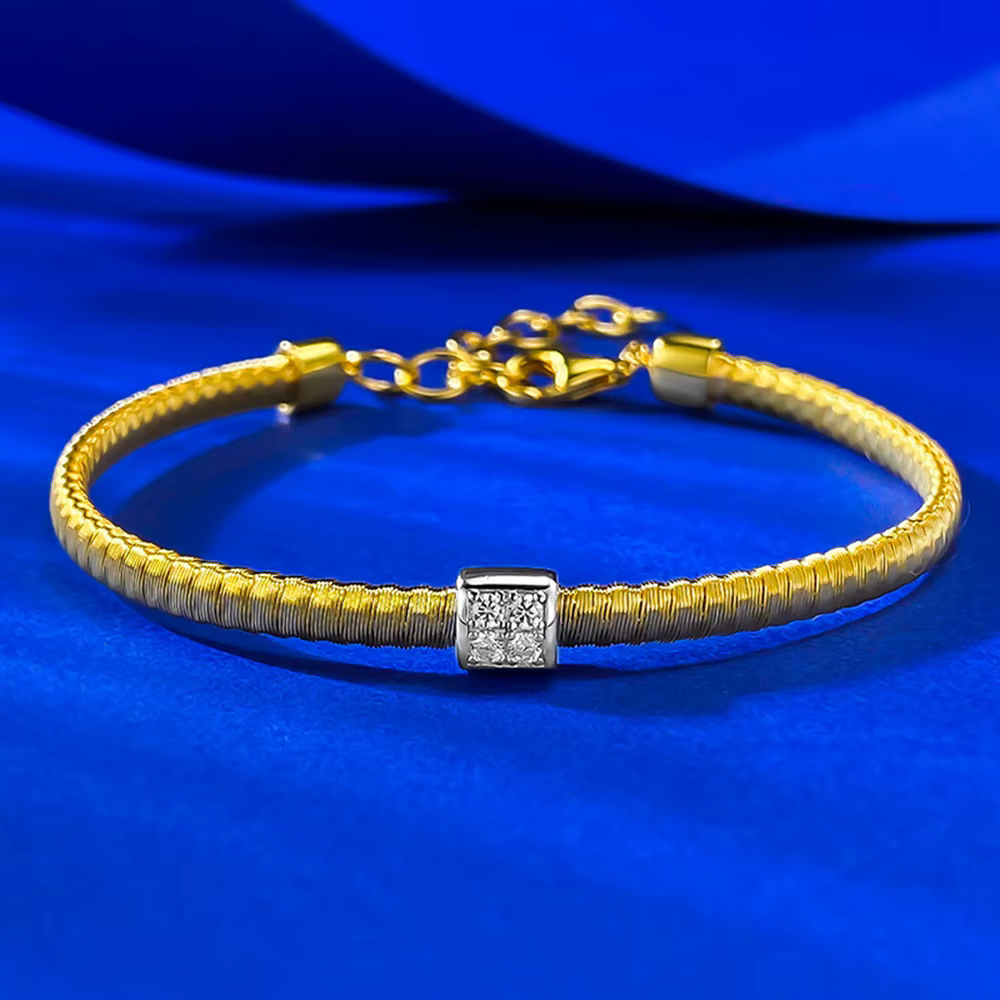 Bracelets de couple Wong Rain Vintage en argent sterling 925 massif avec saphir créé en laboratoire,