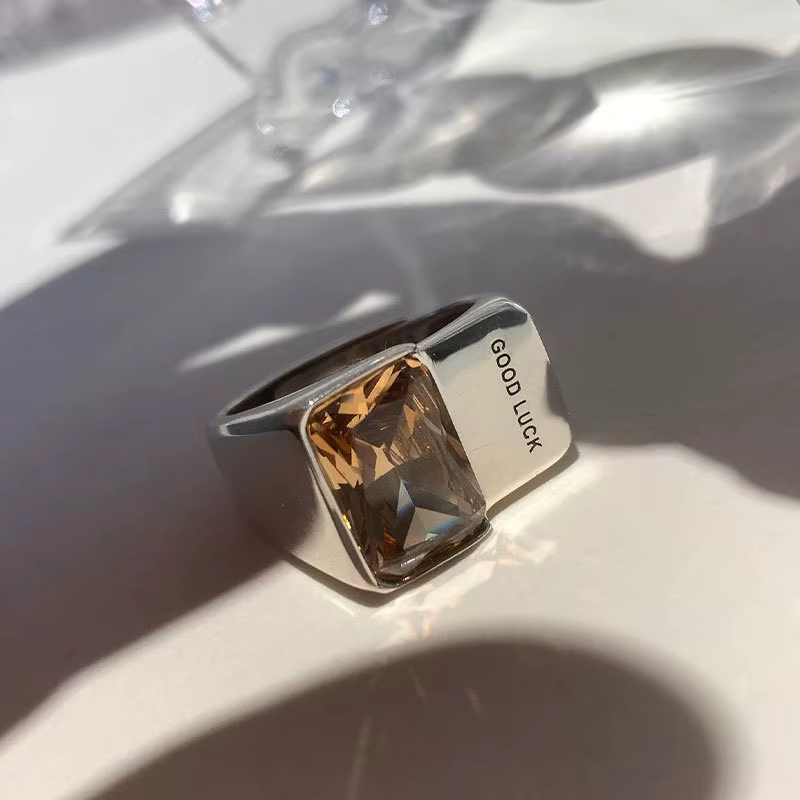 FOXANRY Argent Couleur Large Anneaux pour Femmes Nouveau À La Mode Élégant Vintage Simple Bonne Chan