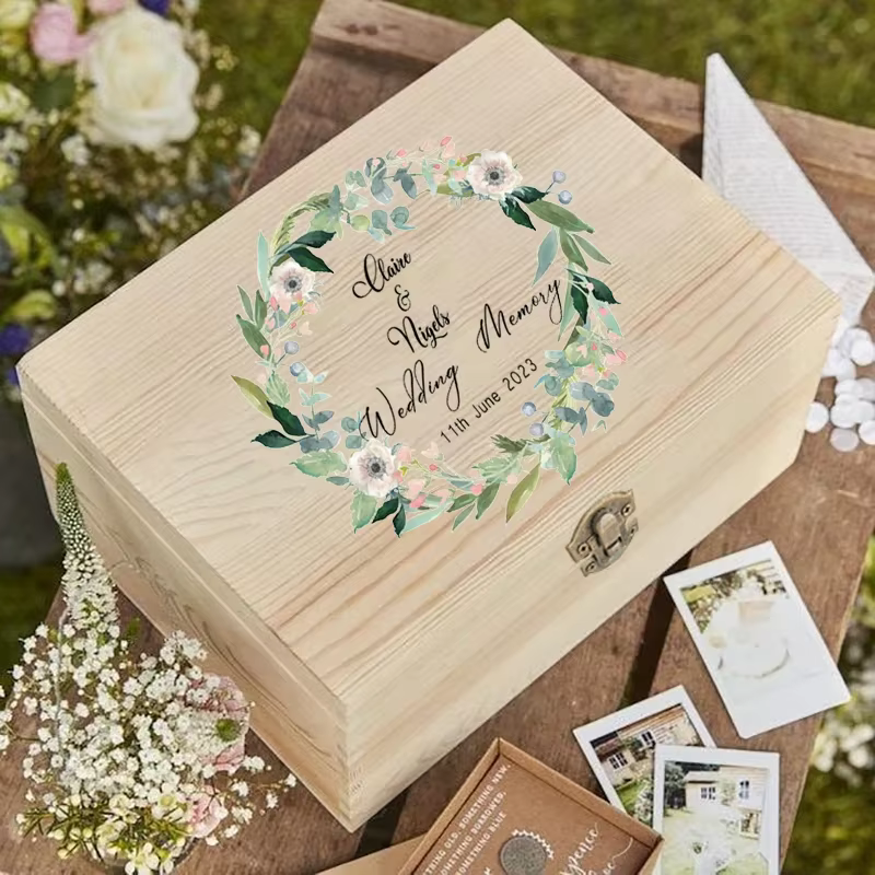Boîte de mémoire florale personnalisée en bois, boîtes Keepplex de mariage, cadeau pour la mariée et