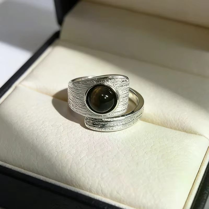 Bagues minimalistes faites à la main pour femmes, grandes pierres simples, bijoux fins, cadeau anti-
