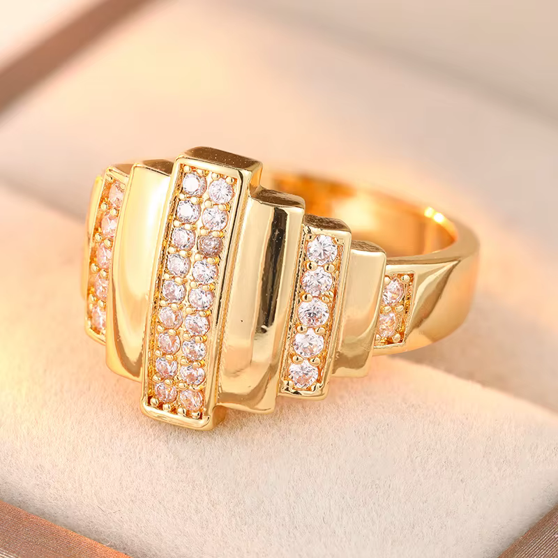 Bague fine en zircone synthétique au design géométrique chic et tendance pour femme, accessoires de 