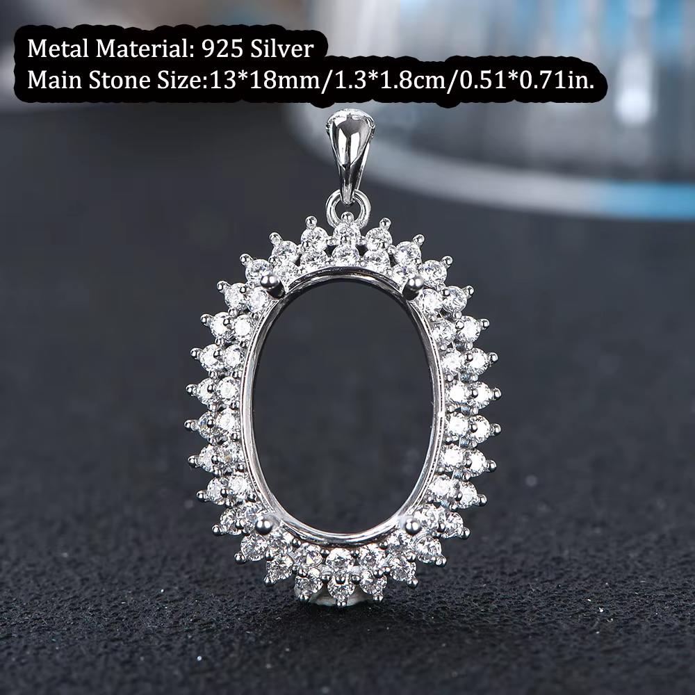 Pendentif de bague en argent Sterling S925 13x18mm, réglage vide, réglage classique de griffes de lu