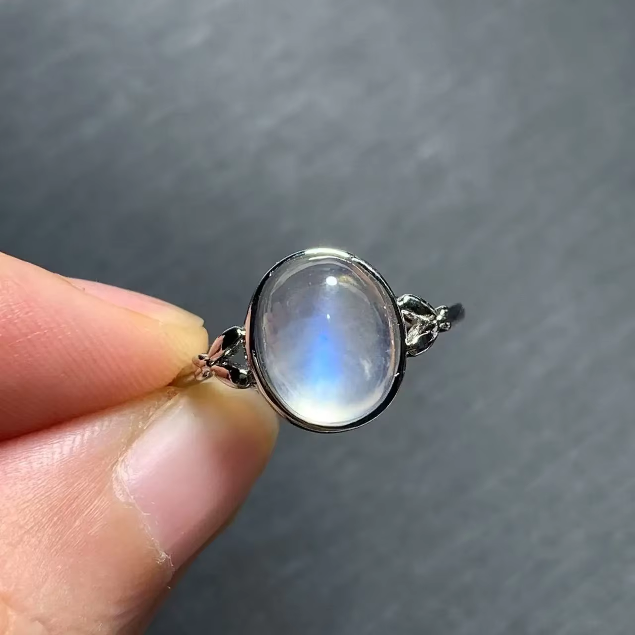 Bague en pierre de lune bleue naturelle MM, réglable, bijoux pour femmes, cadeau, vente en gros, hau