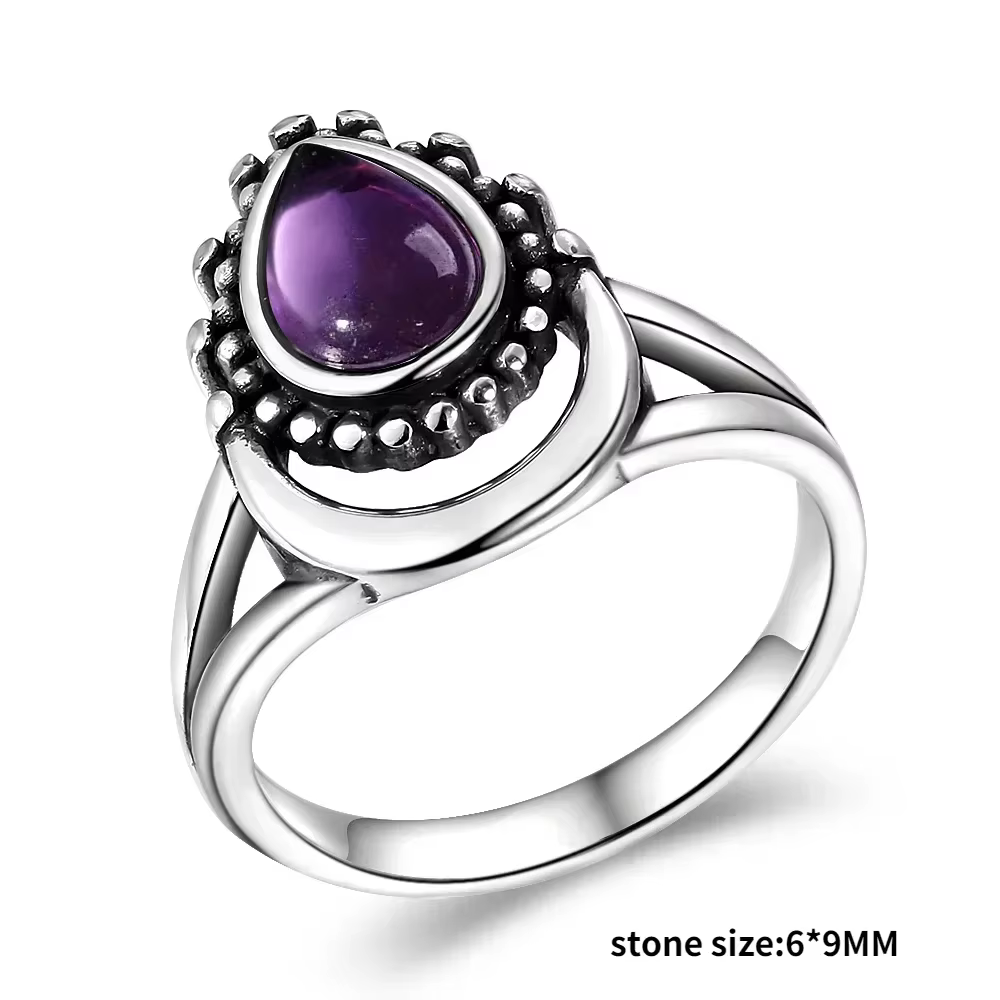 Bagues de luxe vintage en améthyste naturelle, argent sterling 925, bijoux fins tendance, cadeaux po