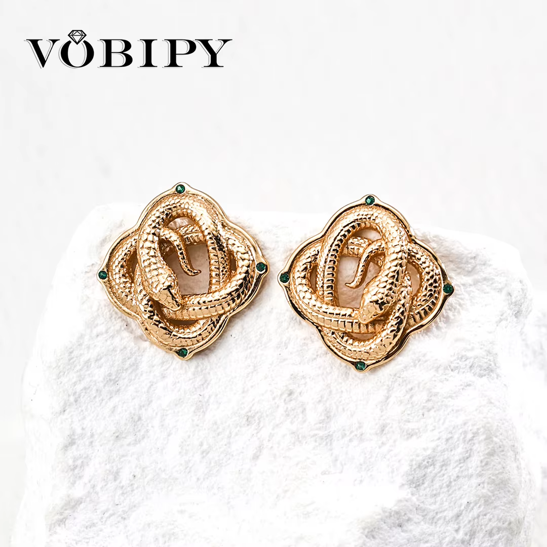 VOBIPY 925 en argent Sterling serpents Zircon boucle d'oreille pour les femmes serpents conception d