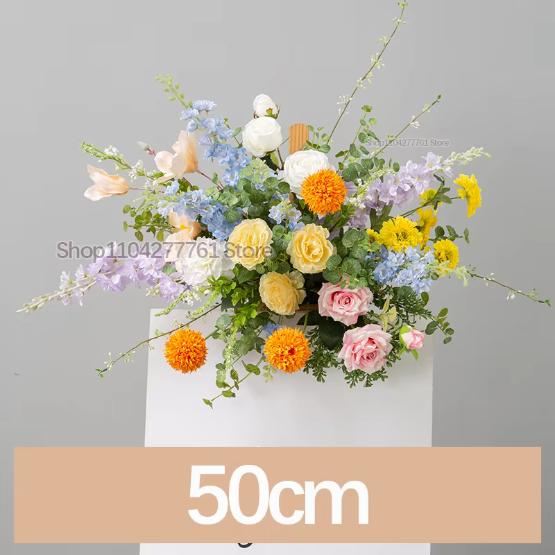 Décor d'arrière-plan de mariage 5D, couleur multicolore, plantes vertes roses, suspendues au sol, Ar