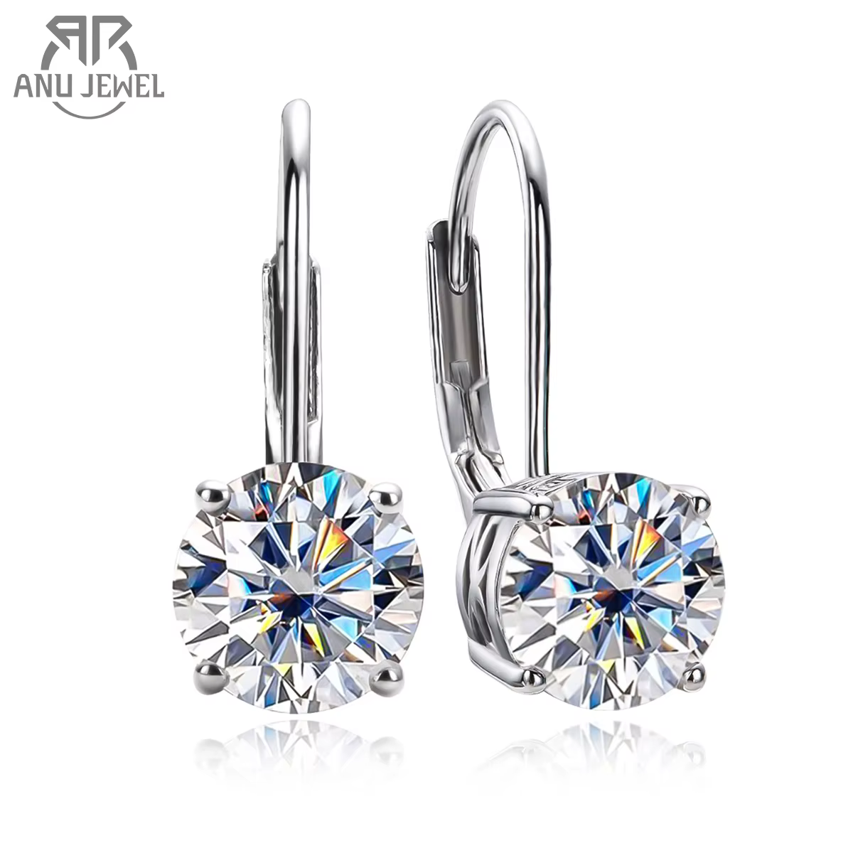 AnuJewel 1 Carat D couleur Moissanite diamant boucles d'oreilles pendantes 925 en argent Sterling ar