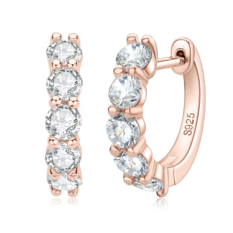 IOGOU – boucles d'oreilles Huggie couleur Moissanite pour femmes et filles, bijoux fins, 3.5 argent 