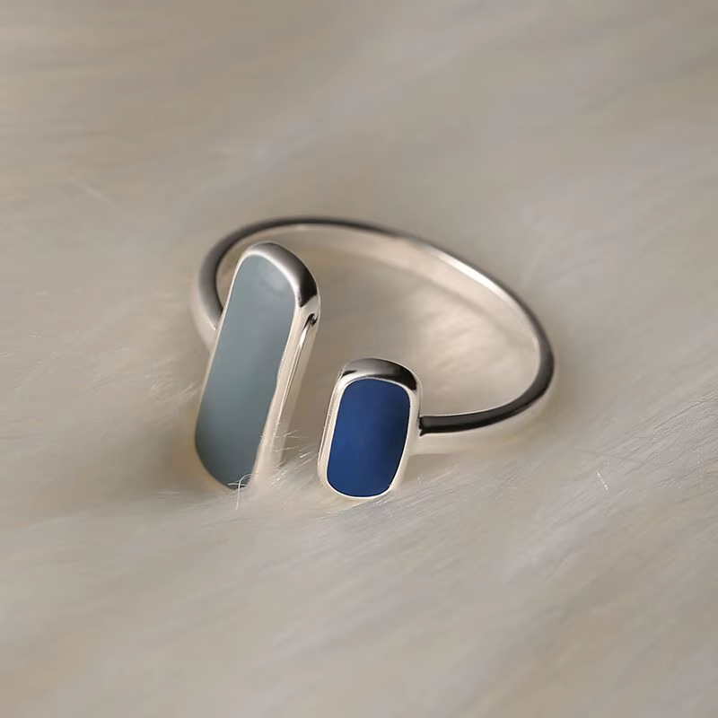 Bagues en argent Sterling 100% massif pour femmes, pierre bleue, Simple, tendance, rétro, cadeaux de