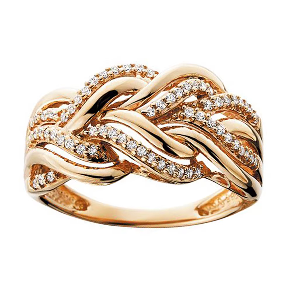 Huitan – bagues couleur or pour femmes, tendance, Design torsadé, luxe incrusté brillant CZ, mode lu