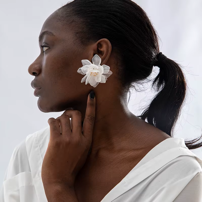 Tocona corée coloré Transparent fleur boucles d'oreilles pour les femmes nouveau mignon doux acryliq