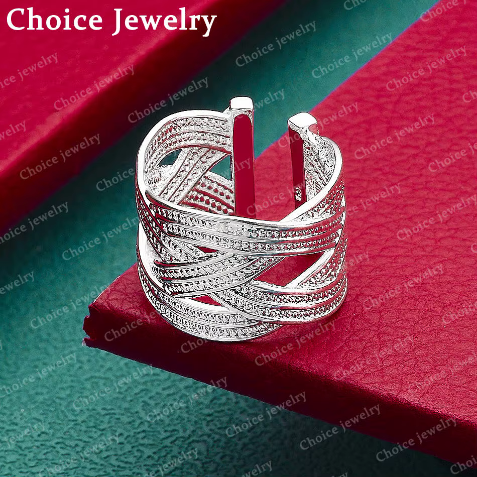 Bague ouverte en argent Sterling 925 pour femmes et hommes, bijoux à la mode, accessoires de mariage