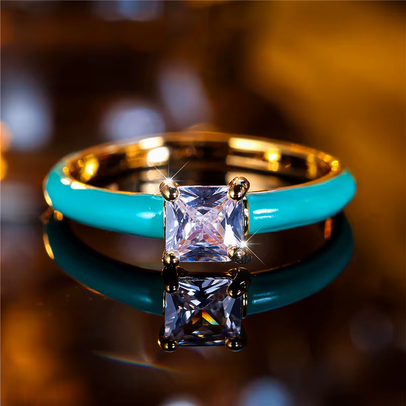 Bague de Luxe en Or Jaune et Blanc pour Femme, Bijou de Fiançailles, Mariage, Cadeau