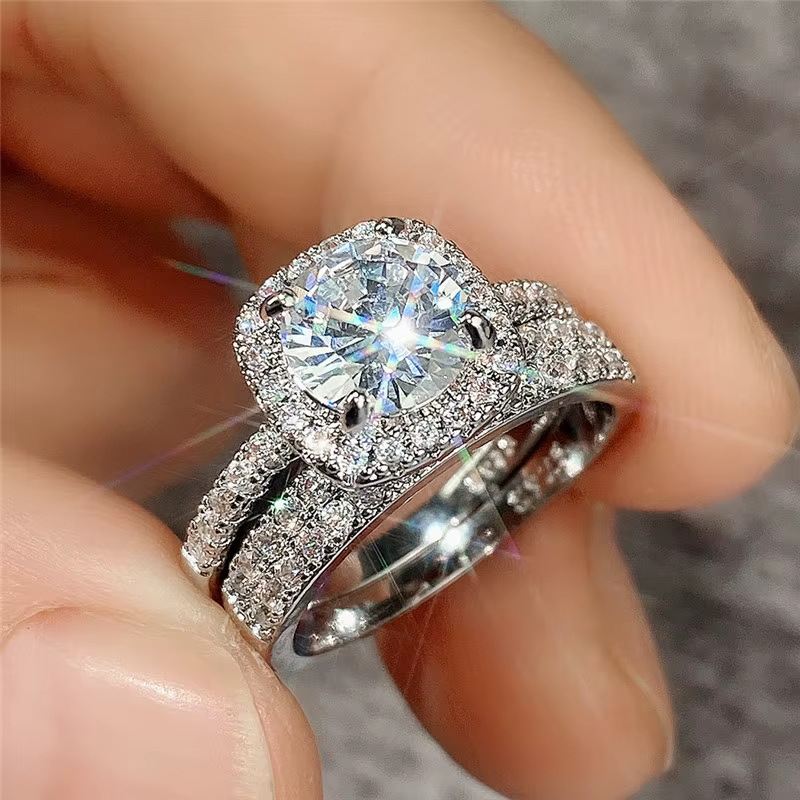 Bague de mariage en argent sterling 925, lot de 2, pour femme, nouvelle collection 2025, bijoux tend