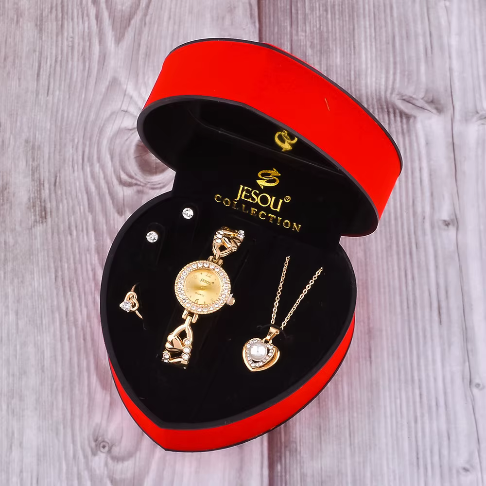 2025 nouvelles femmes Bracelet montre ensemble or argent cristal collier bague boucles d'oreilles mo