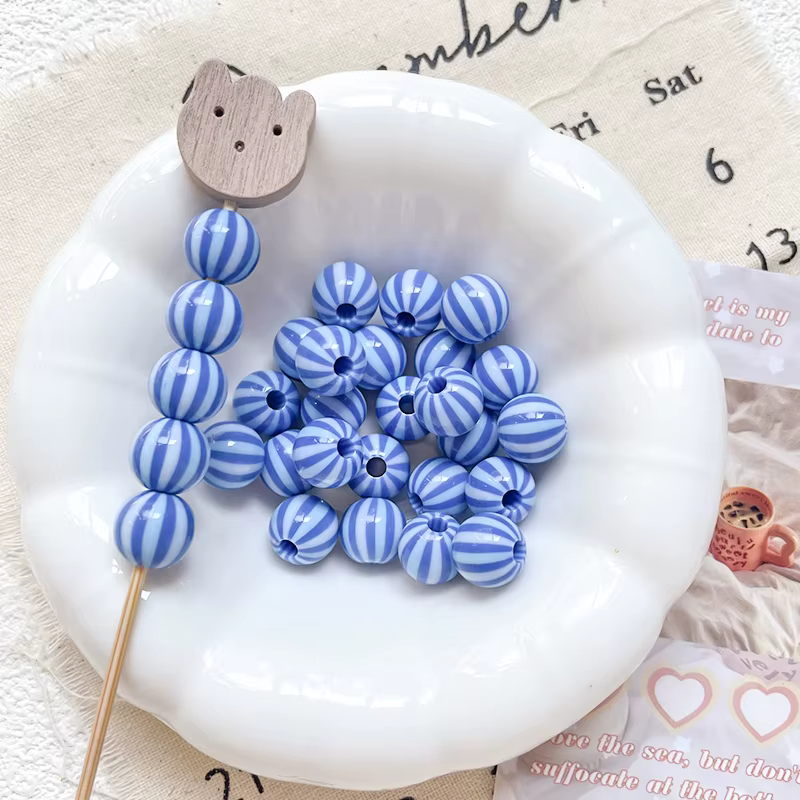 Perles rayées de couleur bloquée, 10 pièces, bricolage, chaînes de bijoux mignonnes faites à la main