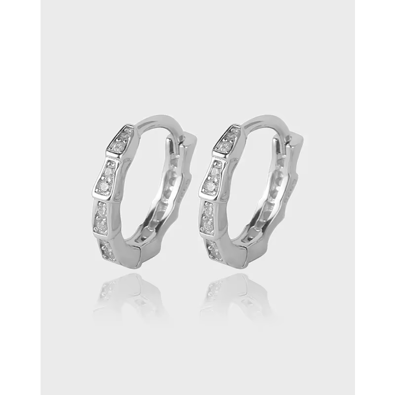 Boucles d'oreilles créoles simples en argent Sterling 925 pour femmes, os de serpent en cristal, bij