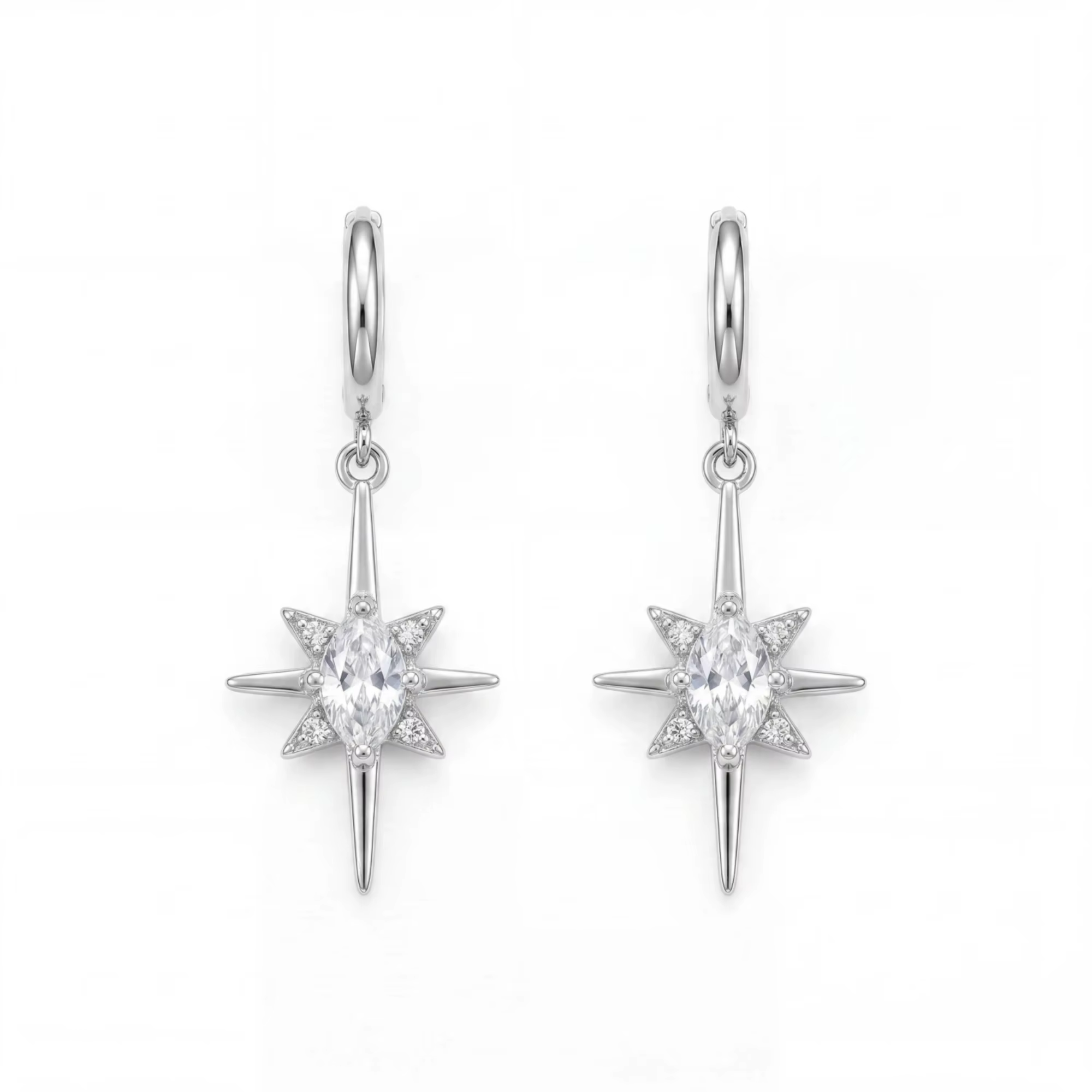 Boucles d'oreilles créoles Y2K en acier inoxydable, style punk, argentées, scintillantes, motif étoi
