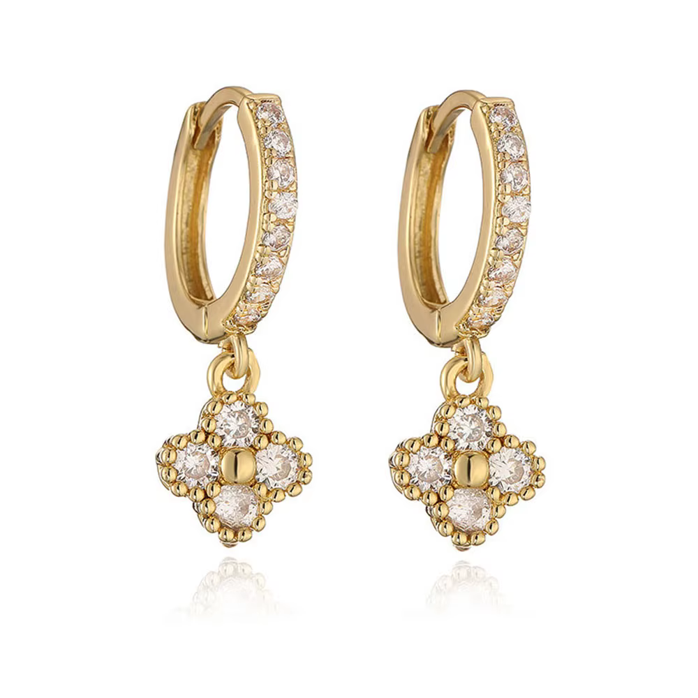 Kimsu – boucles d'oreilles florales en argent 925 plaqué or 18 carats, simples incrustées de zircon 