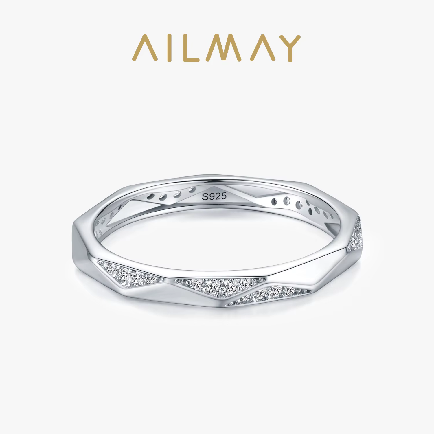 Ailmay – bagues en argent Sterling 925 véritable, Design géométrique minimaliste, Zircon clair, Anti