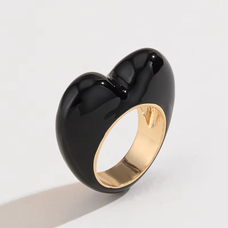 Bague en émail coeur pour femme, accessoire de mode française, élégante, classique, haut de gamme, a