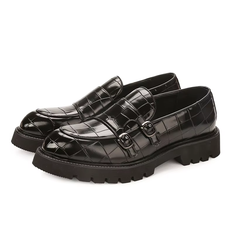 Chaussures à plateforme en cuir à enfiler pour hommes, mocassins à l'offre elles optiques, chaussure