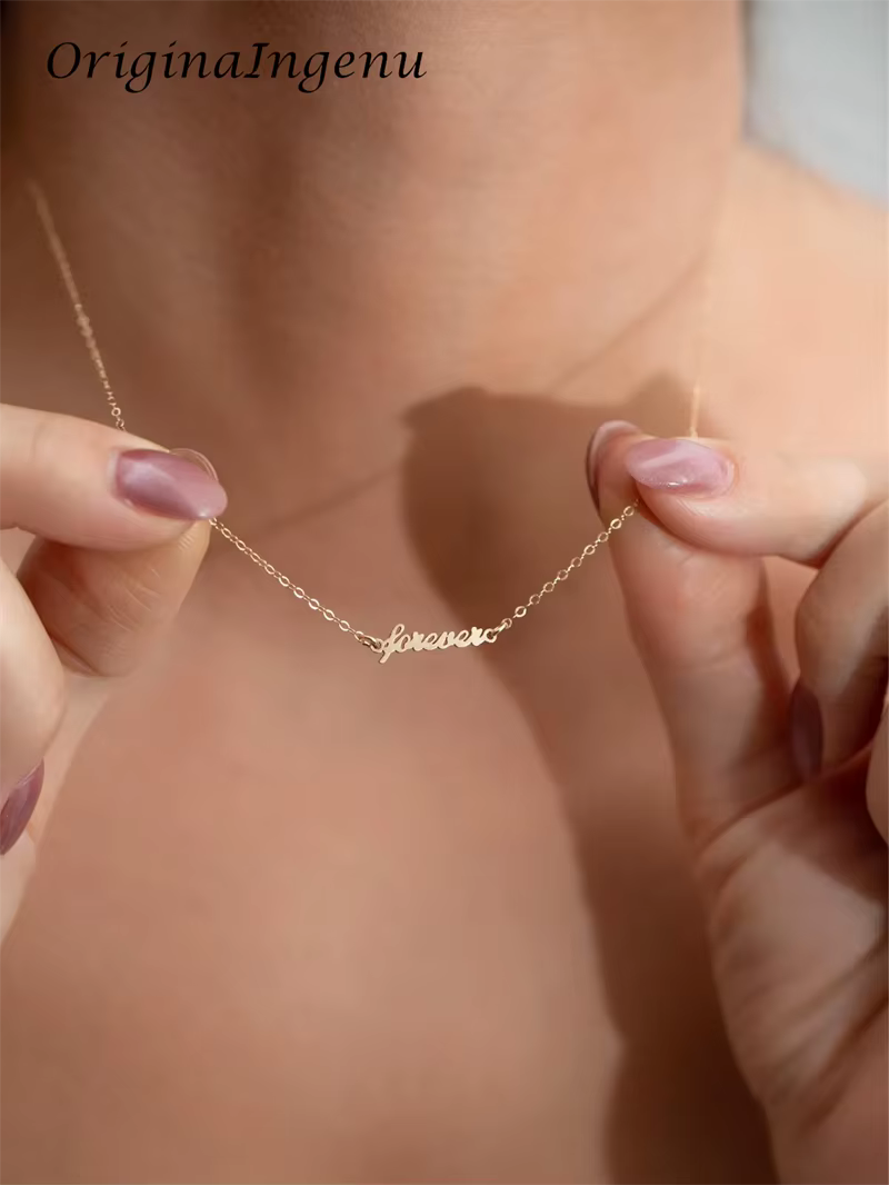 Collier à breloques en or 14 carats, délicat, amour éternel, pendentif romantique significatif, hypo