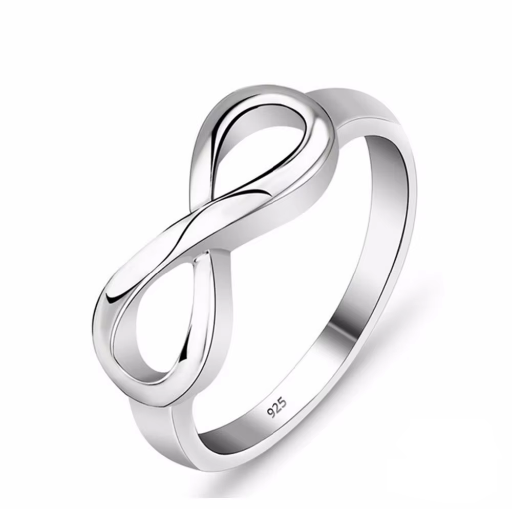 Bague éternité couleur argent pour femme, bijoux à la mode, breloques, amour sans fin, symboles, cad