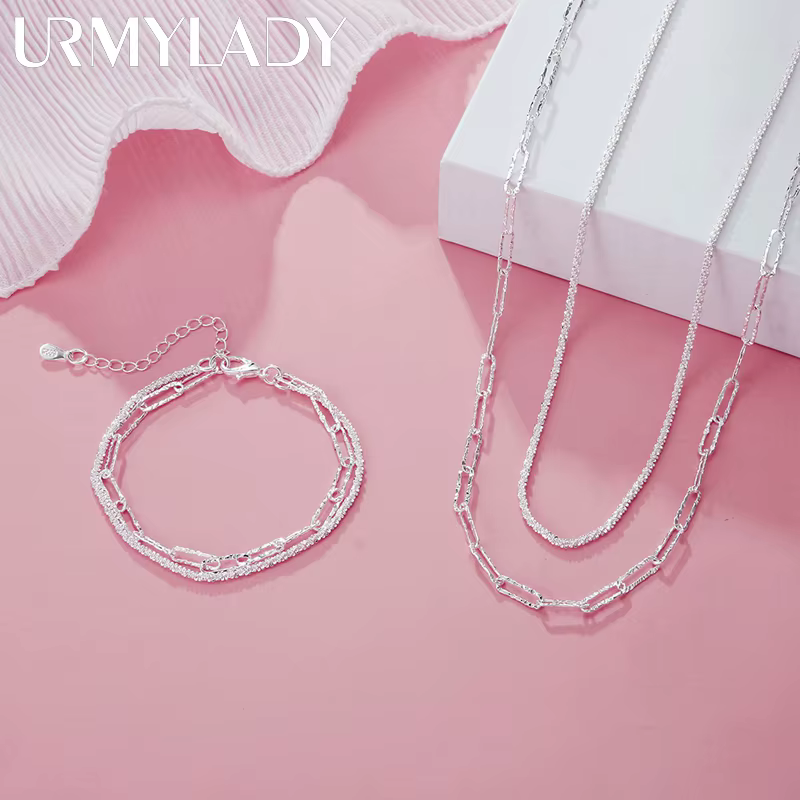 Belles bracelets et colliers originaux en argent Sterling 925 pour femmes, ensembles de bijoux de fê