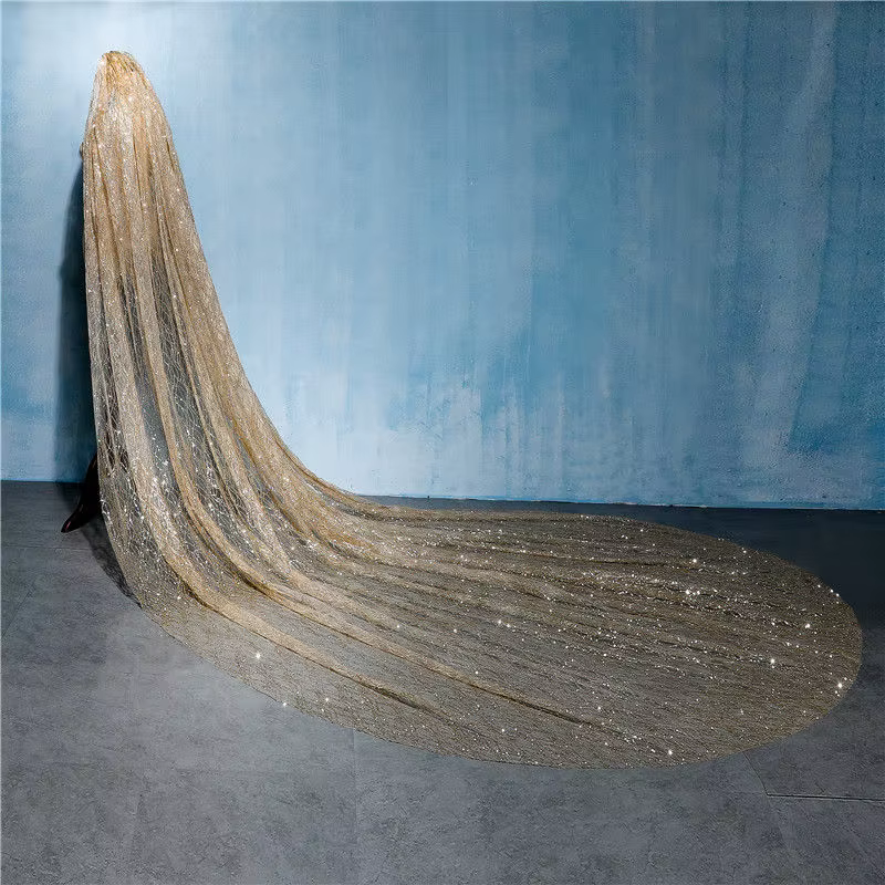 Or 3 mètres mariage voile de mariée longue mariée luxueux cathédrale voile Train brillant Bling Blin