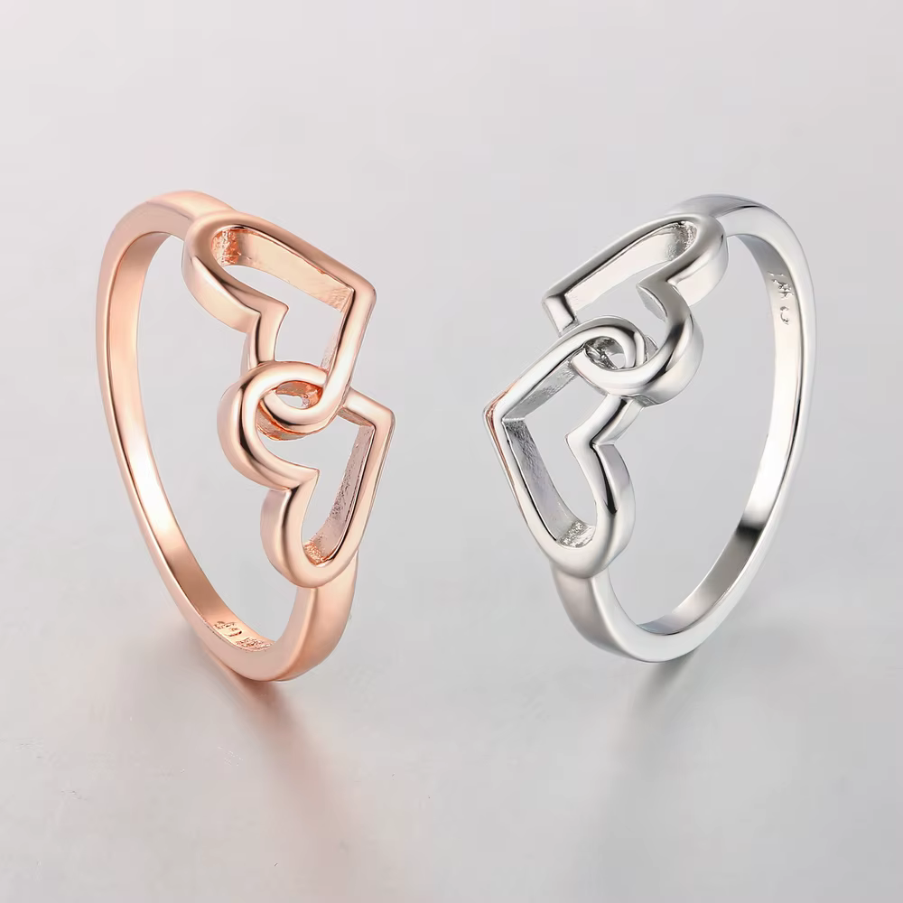 Bague Coeur à Coeur pour Femme, Bijoux Fantaisie, Style Simple, Or Rose, Cadeaux de la ixdes Léons, 
