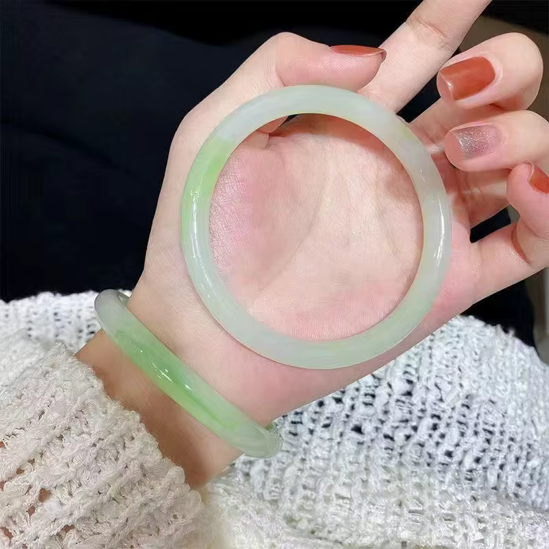 Bracelet de glace Transparent Anti-Jade, magnifique, exquis et à la mode, barre ronde en verre épais