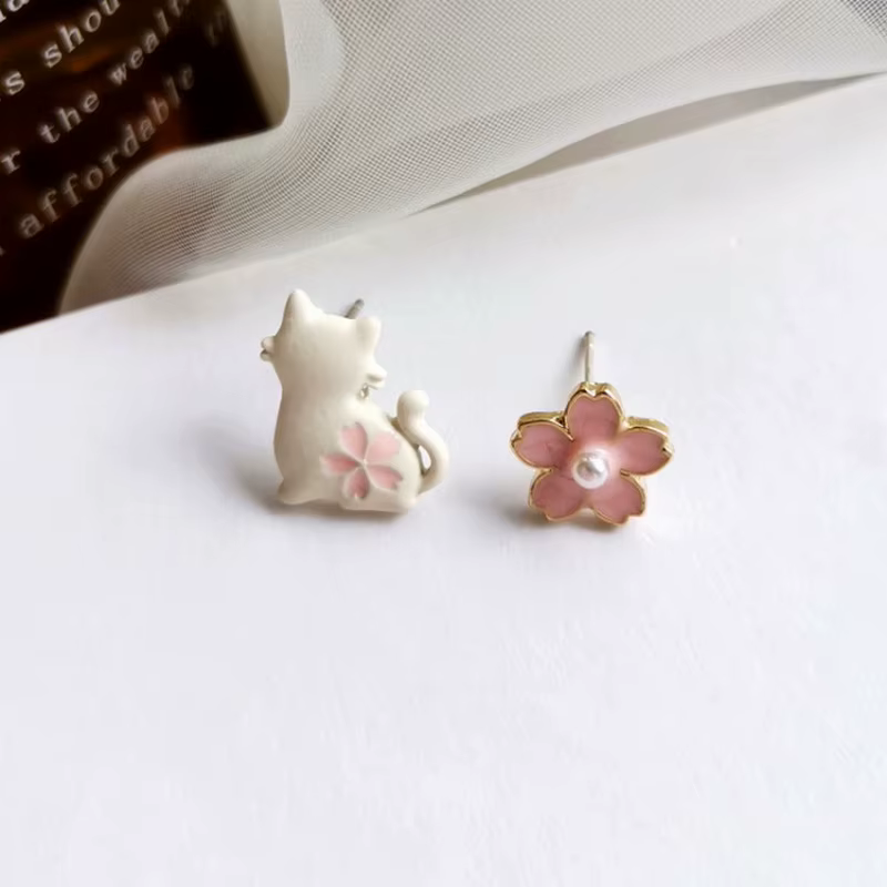Nouvelles Boucles d'Oreilles Tendance pour Femmes, Motif Chat, Mignonnes, Asymétriques, Animaux, Cha