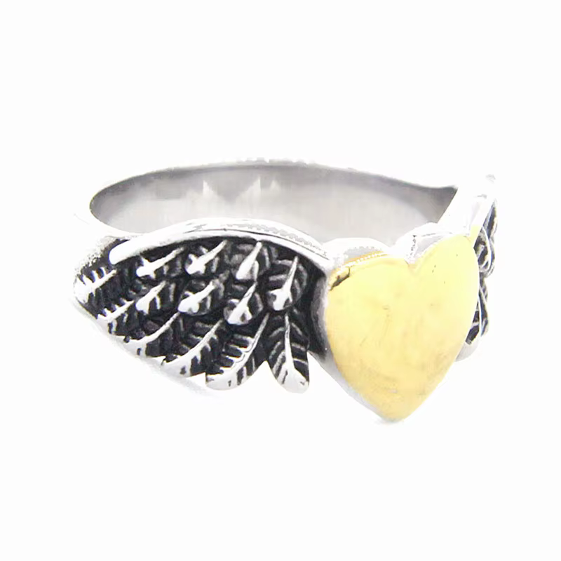 Bague en forme de cœur pour filles, en acier inoxydable, rétro, Punk, motard, couleur or, argent, no