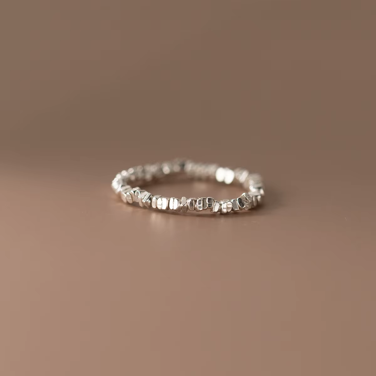 Bague élastique en argent Sterling 53-58mm, perles, Fragments d'argent, Simple et polyvalente pour f