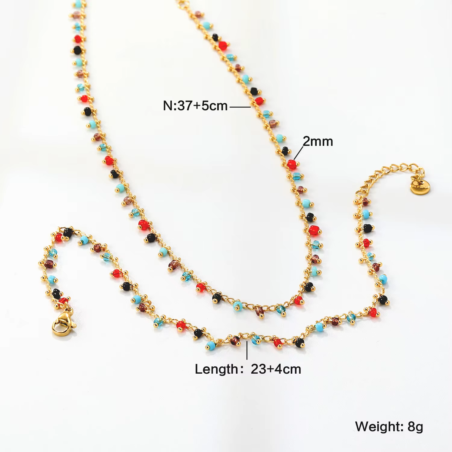ASONSTEEL bohème naturel coloré perles collier Bracelet ensembles de bijoux en acier inoxydable femm