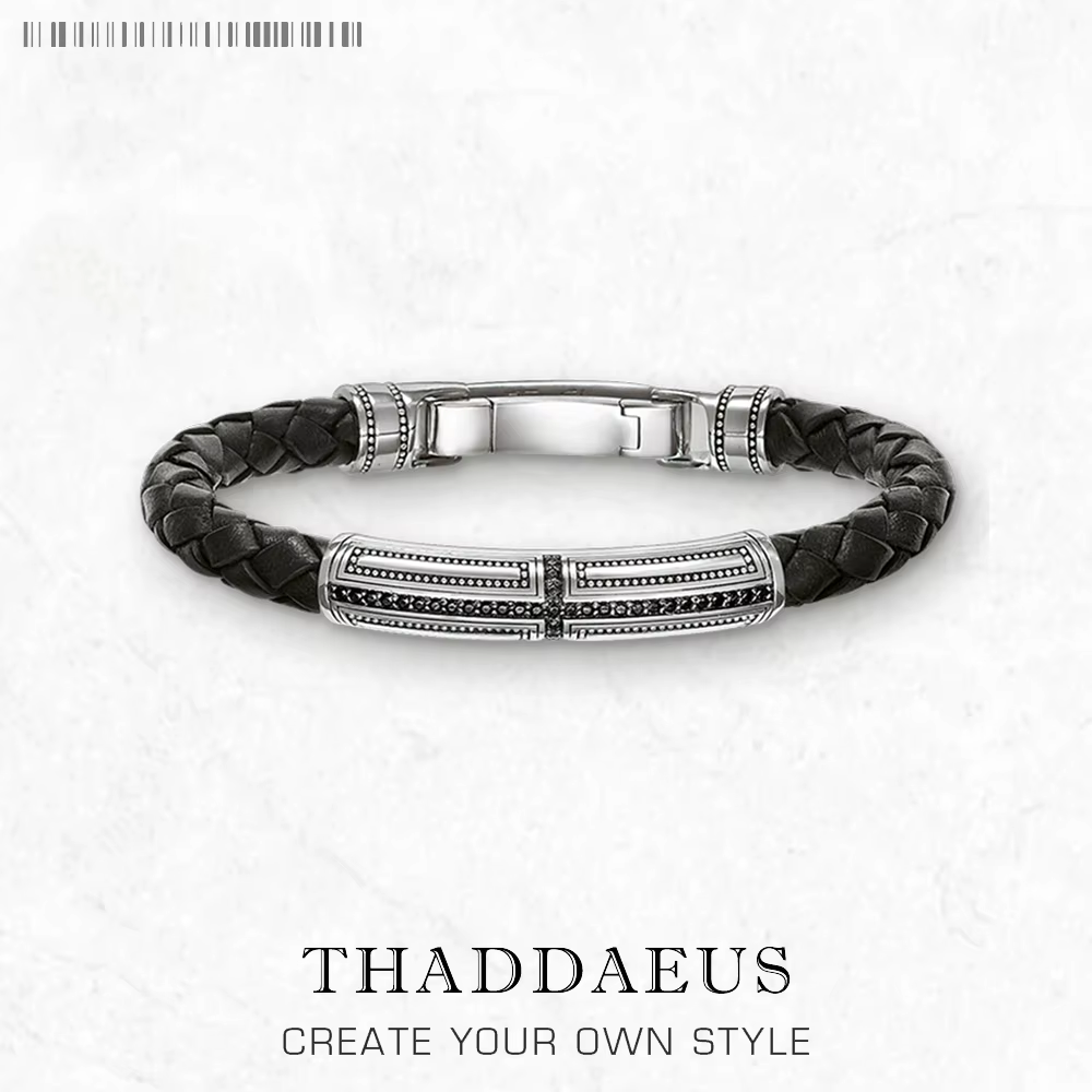 Tout nouveau Bracelet en cuir croix, Europe 925 en argent Sterling rebelle décontracté bijoux de mod